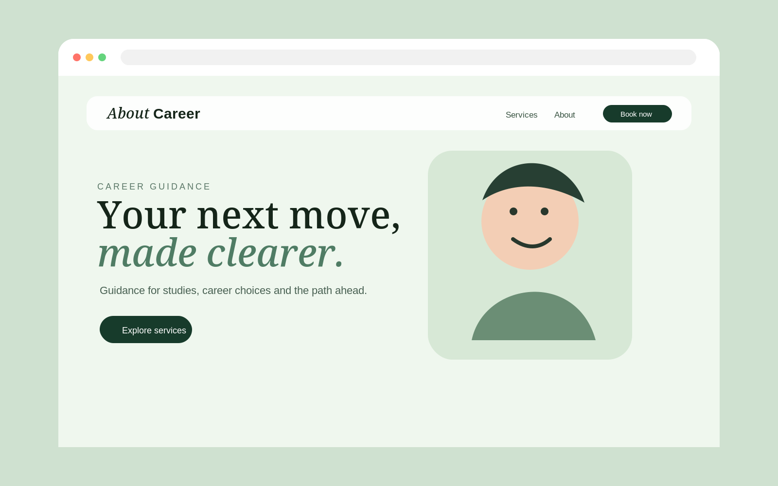 About Career homepage interface