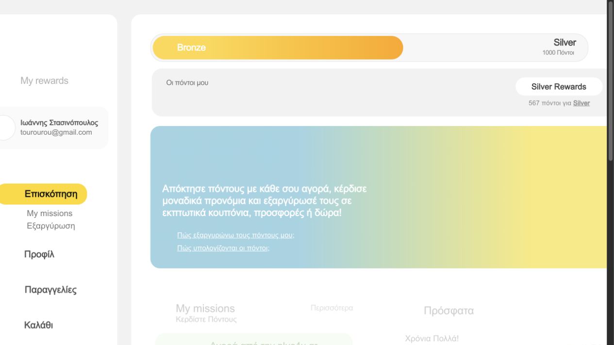e-shop.gr loyalty program dashboard