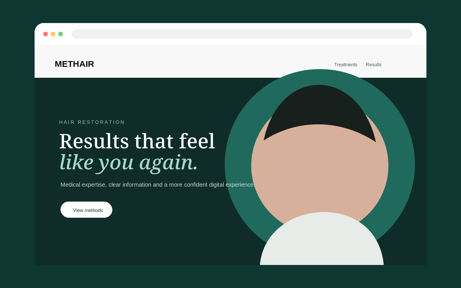 Methair Clinics website interface